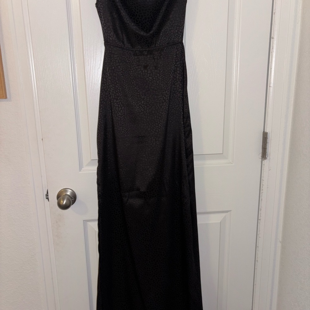 Lucy in the Sky Black Cowl Neck Strapless Gown